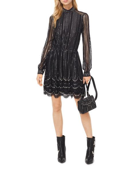 michael michael kors black embroidered eyelet dress|Michael Kors dresses on sale.